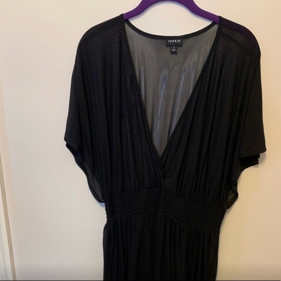 Black Mesh Dolman Dress Swim Cover Up - Picture 4 of 4